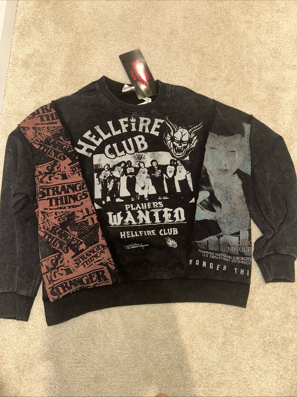 Hellfire Club Graphic Crewneck Sweater - Black